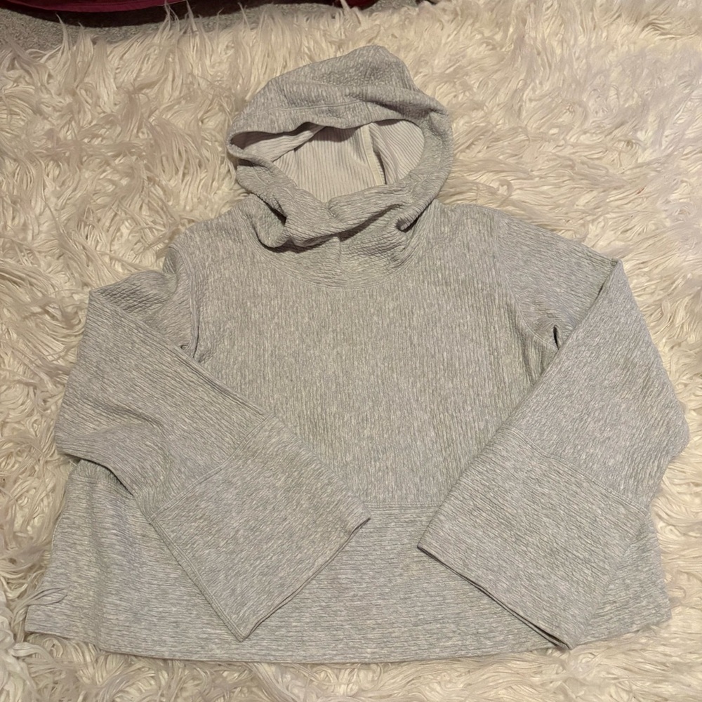 Lululemon Textured Hoodie Pullover Gray Oversized Small Cropped